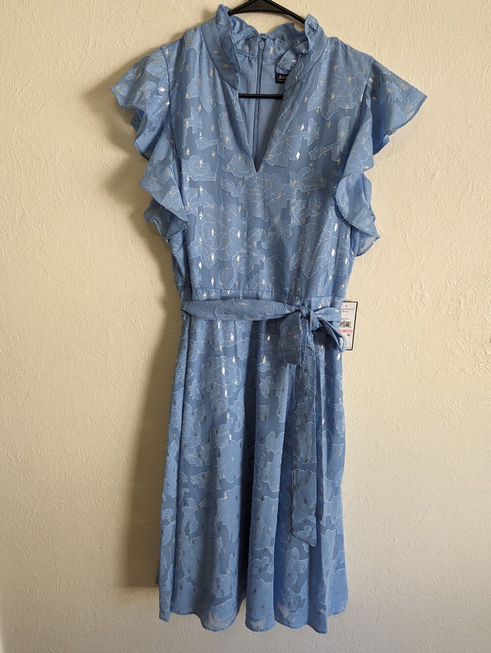 NWT Jessica Howard Women's Petite Midi Ruffle Sleeve Chiffon Dress Size 10P
